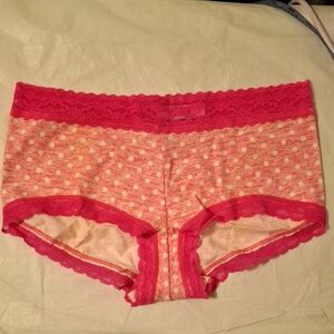 Free With Purchase Victoria's Secret  Lace Trim Polka Dot Boyshort Panties Med
